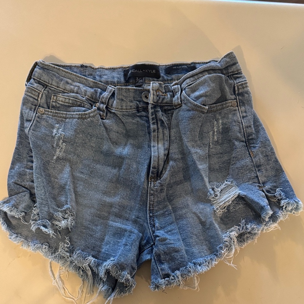 Kendall & Kylie Blue Distressed Jean Shorts
